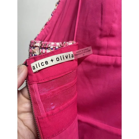 Alice + Olivia NEW Women's Carli Tweed Minidress Size 14 In Pink Designer - Picture 10 of 14